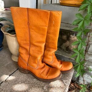 Orange Leather Women's Boots